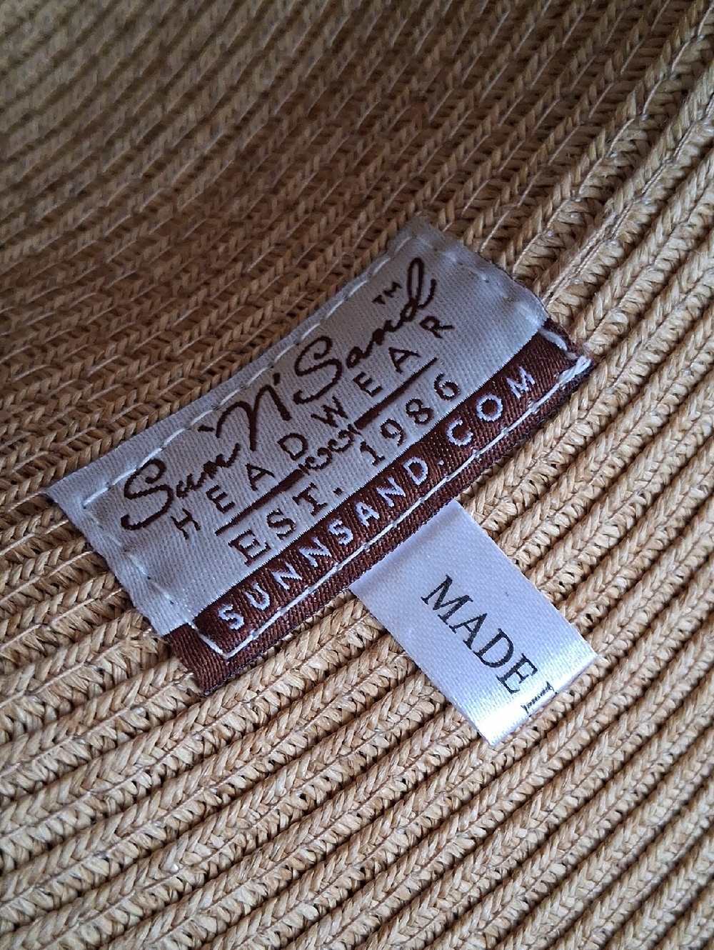 Sun And Sand Rafia Navy Trim  Backless Wide Brim Summer Beach Hat - Picture 3 of 9